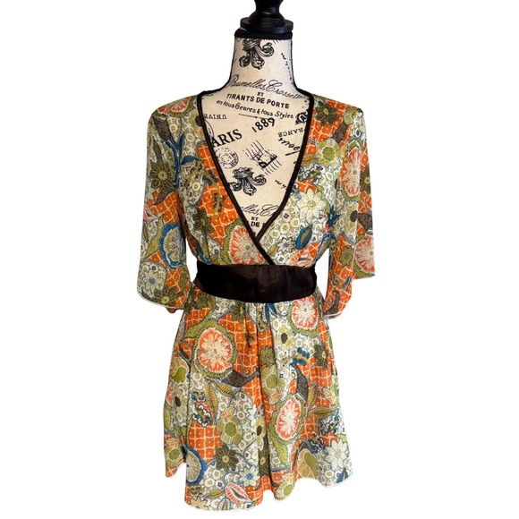 XOXO Tops - Vintage Y2K XOXO Sheer Boho Peasant Hippie‎ Dainty Tie Waist Blouse Size Medium